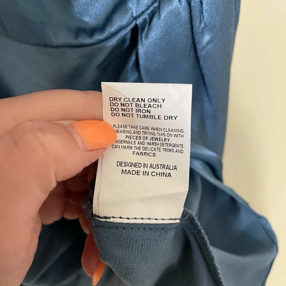 Revolve Elliatt Saronic One Shoulder Mini Dress Blue Satin‎ Size XL NWT
